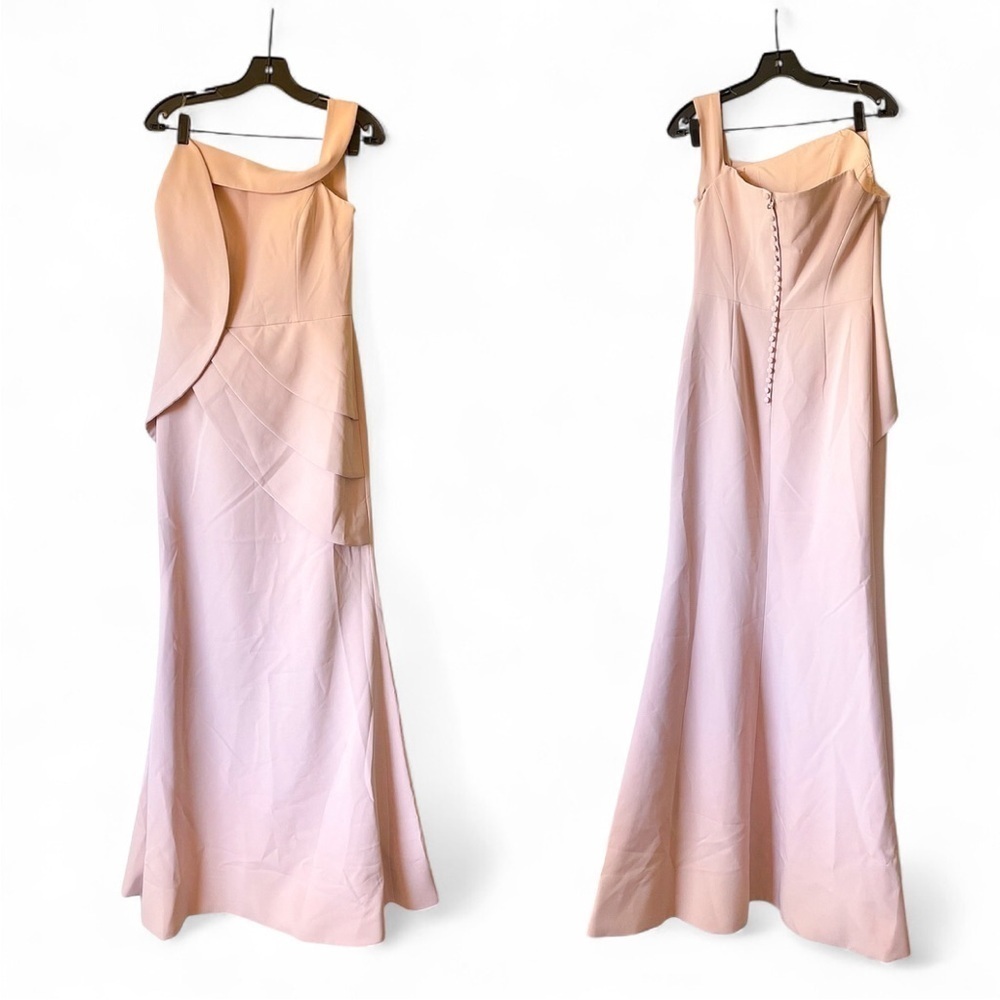 Alexander By Daymor One-Shoulder Maxi Gown Formal Wedding‎ Blush Size 6 NWT